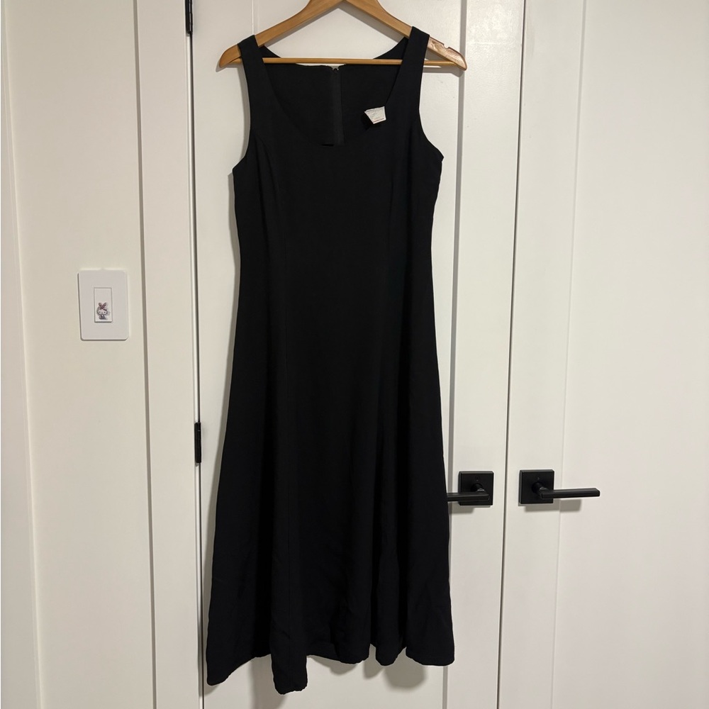 Classic Sleeveless A-line Black Midi Dress Women’s Size Medium 10 - Picture 2 of 12